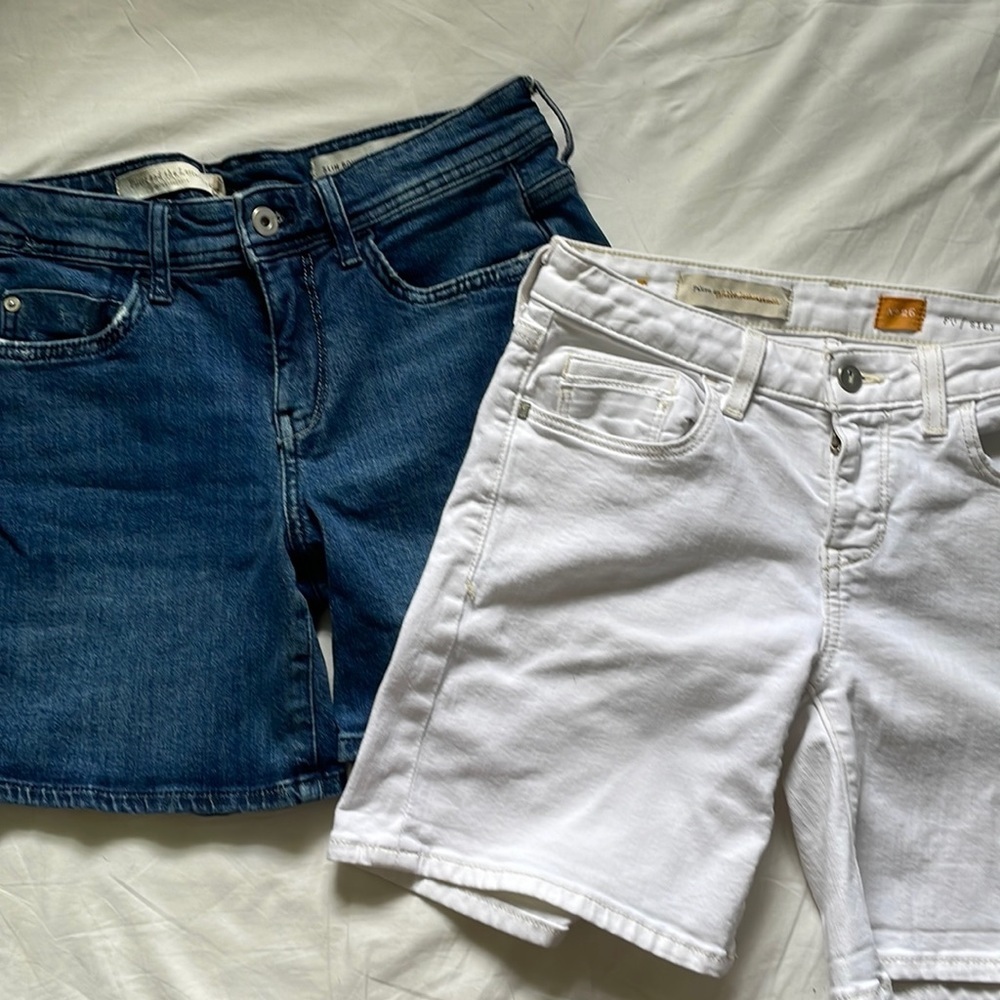 Anthropologie Pilcro and the Letterpress Blueand White denim shorts